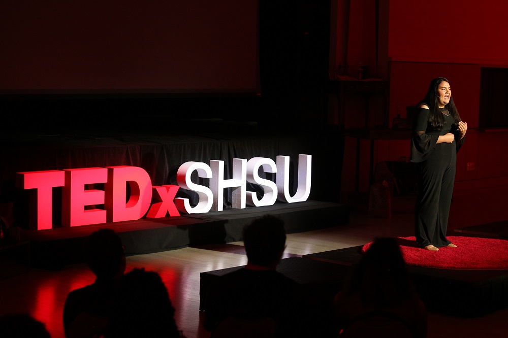 Ranchel Alvarado addresses TedxSHSU